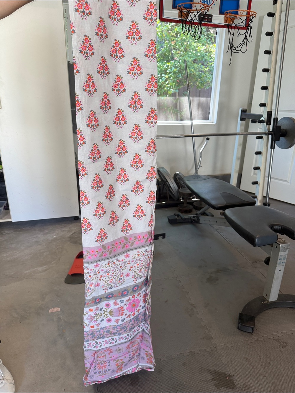 NATURAL LIFE Pink Floral Cotton with Lace Accent Shower curtains - Picture 3 of 4